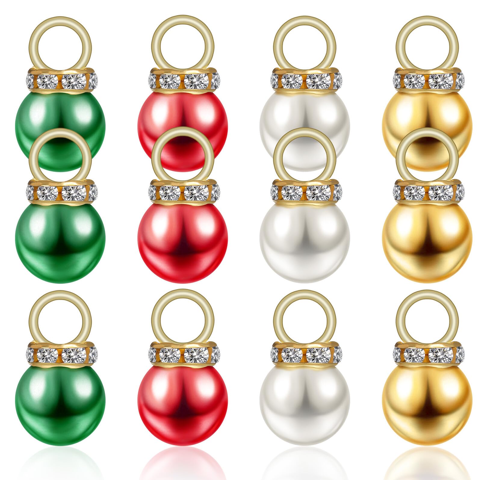ARTIBETTER Kleiner Weihnachtsbaumschmuck 200 Stück Perlmuttähnliche Kleiner Ornamente in Rot Gold Grün Weiß Hängende Weihnachtskugeln für Baumdekoration Party und Festtagsdeko