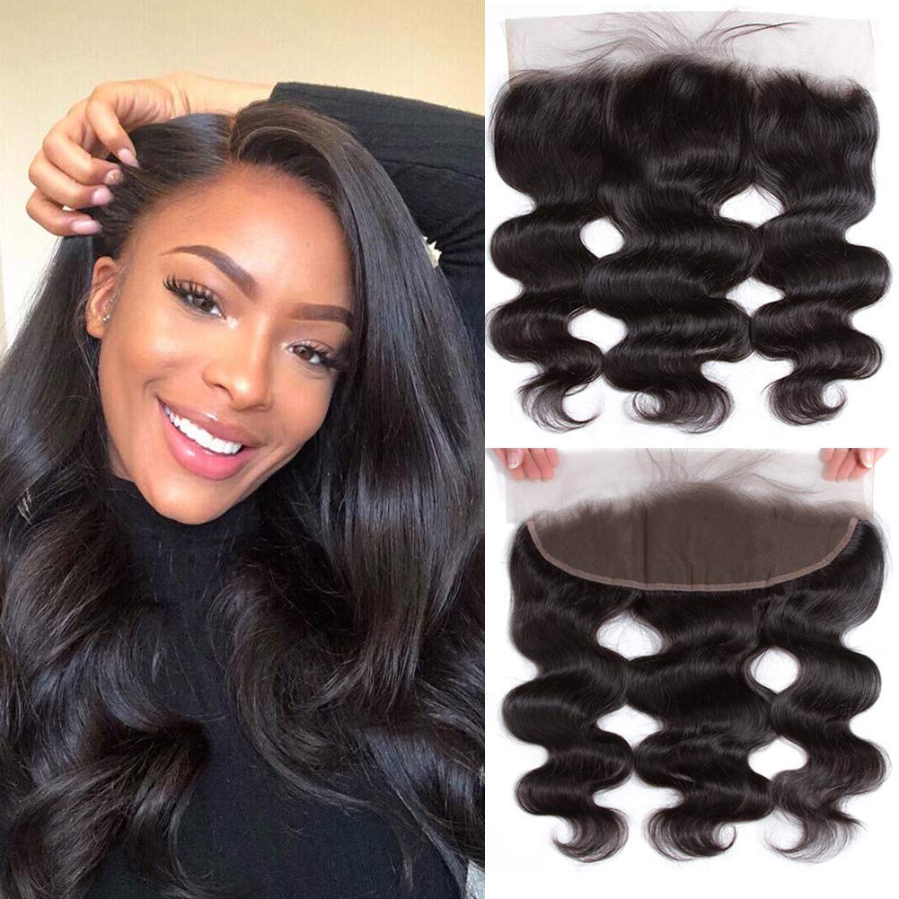 XSY13x4 Lace Frontal Closure Body Wave Frontal Ear to Ear HD Transparent Lace Frontal Free Part with Baby Hair 100% Brazilian Virgin Human Hair 150% Density Natural Color 18 Inch
