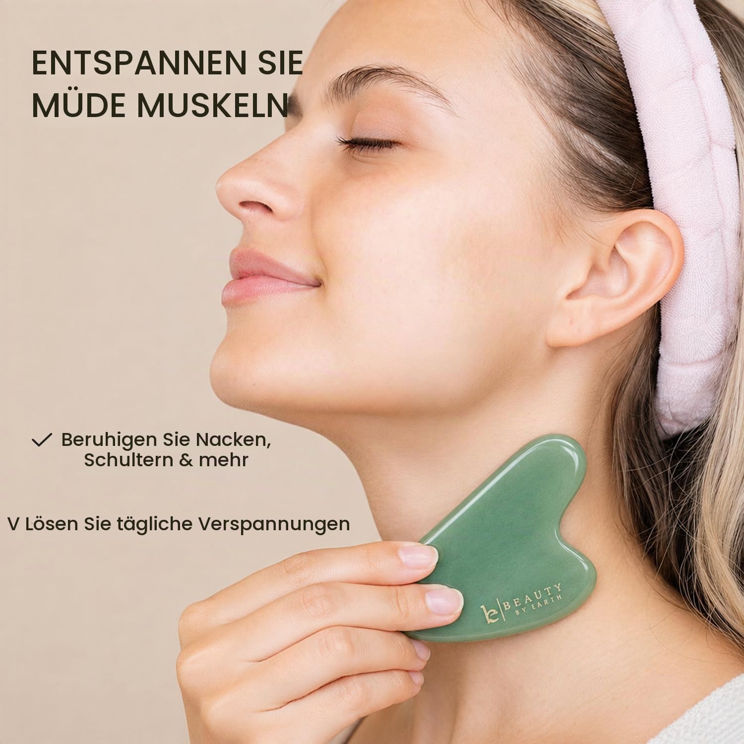 Sponsored Ad - Gua Sha Tool - Jade Stone Guasha Scraping Massage Tool, Facial Massage for Lymphatic Drainage for Face, Eye.