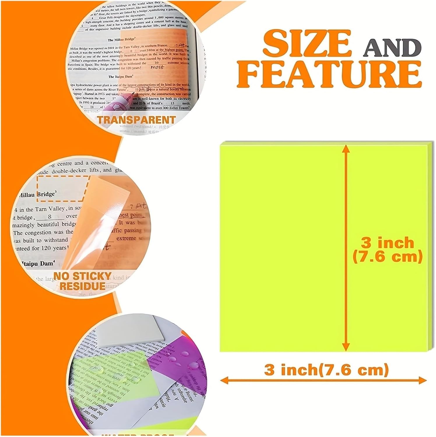 Transparent Sticky Notes 10 Pack,3X3 Inch,See Through for Book Annotation,Invisible,Self-Adhesive 500 Sheets