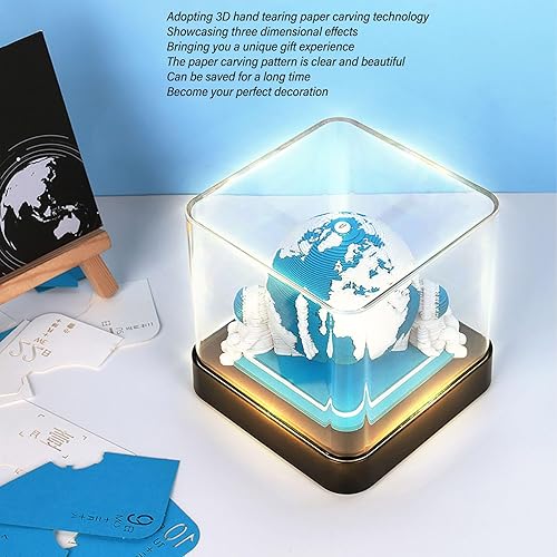 Miniatura 4 de Bewinner 2024 Calendar Memo Pad - 3D Earth Shape Calendar Art Paper Carving, 3D Paper Art with Light for Teacher Classmate Child, Chirsmas &