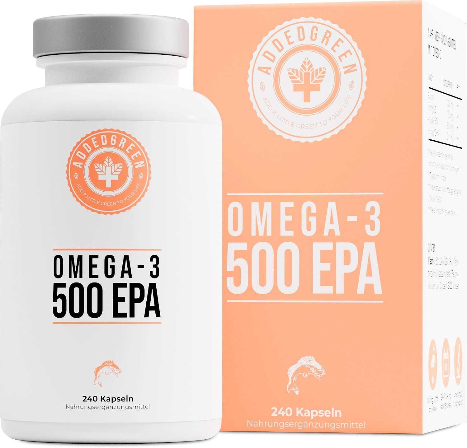 Omega-3 mit 500mg EPA \u0026 250mg DHA pro Kapsel als Großpackung mit 240  hochdosierten Kapseln, Sporternährung: 1000mg reines Fischöl von ADDEDGREEN  : Amazon.de: Drogerie \u0026 Körperpflege
