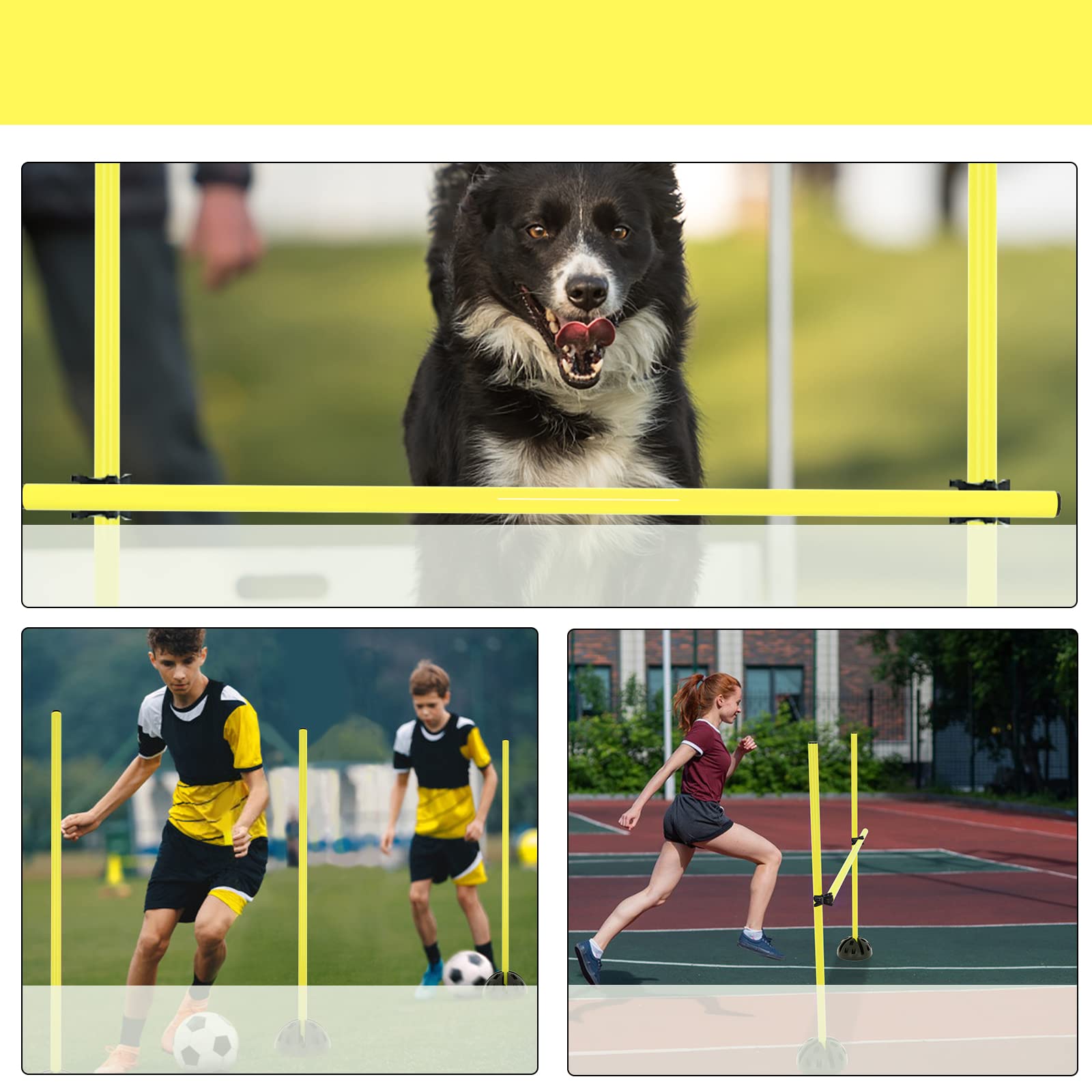 Zestaw drążków do skakania Agility treningowych do skoków, dryblingu i ruchliwości, żółty