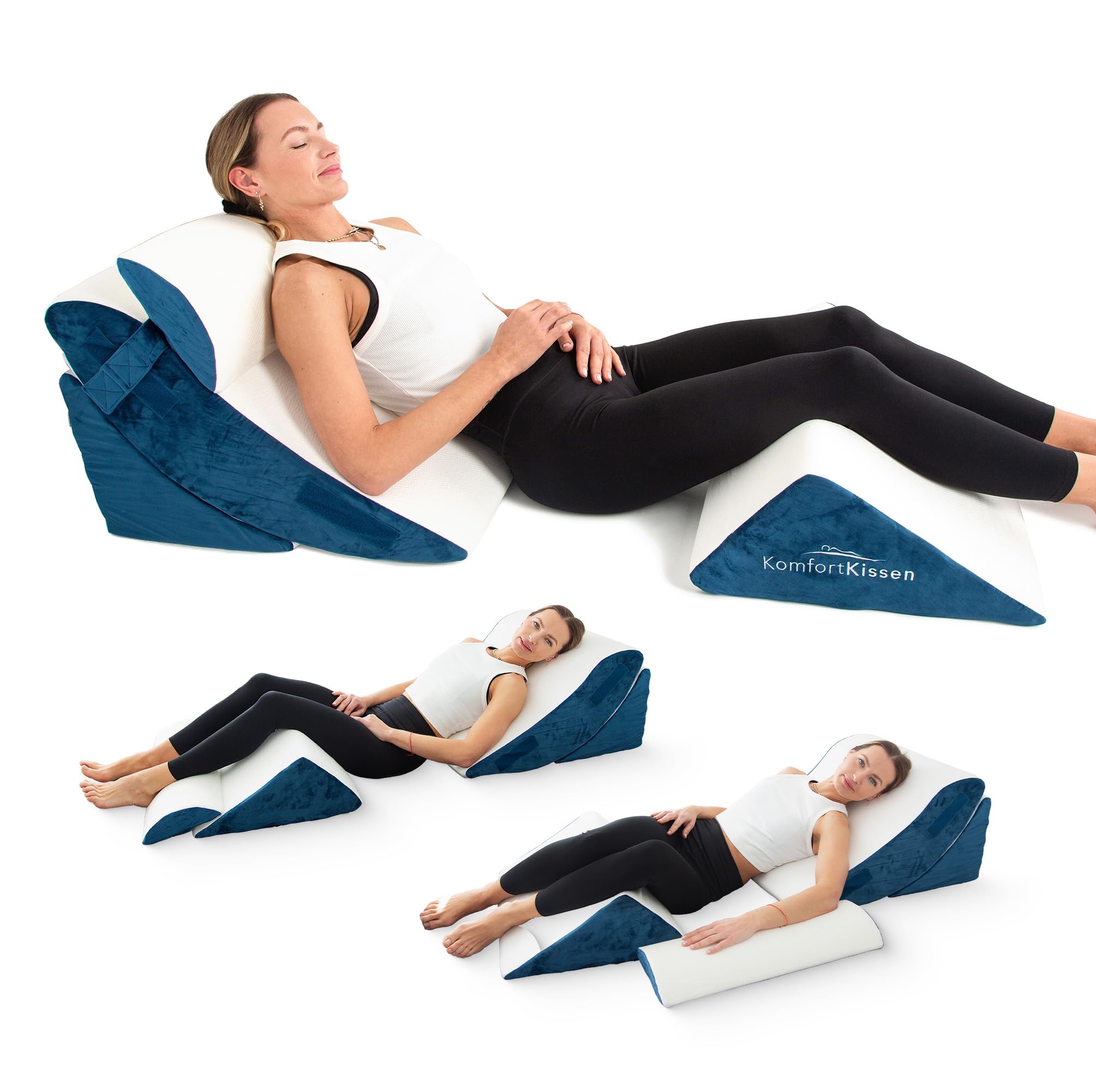 Keilkissen 4-teiliges Ergonomisch Kissen-Set | 12 in 1-Multifunktionsdesign mit Ebnehmbarem & Waschbarem Bezug zum Schlafen und Lesen