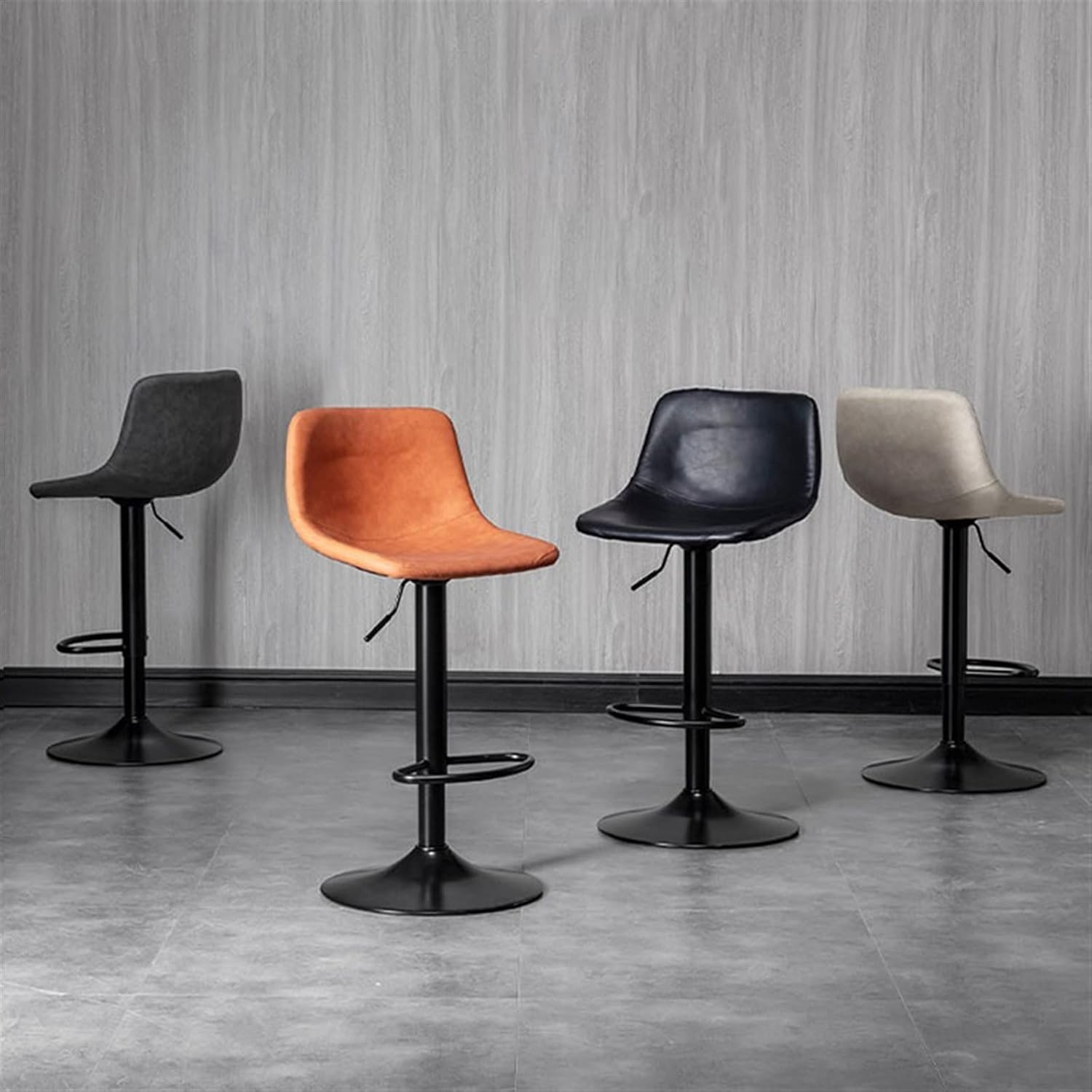 GRFIT Bar Chair Rotatable Bar Chair Modern Restaurant Coffee Shop Island Table Chair Simple Backrest High Foot Dining Chair Can Be Lifted (60-80cm) Adjustable Bar Stools (Color : Orange)
