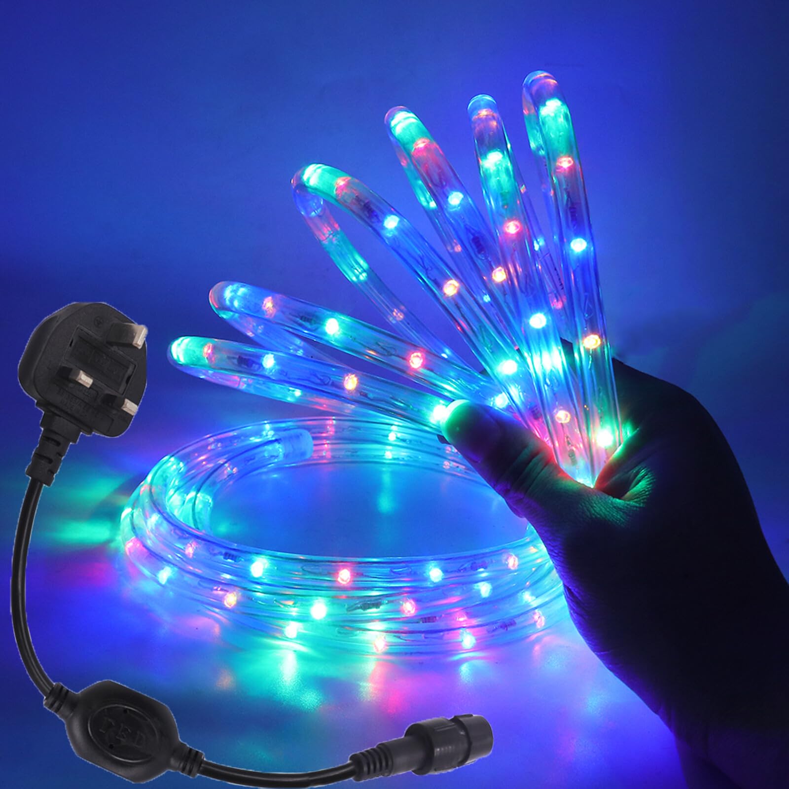 KAFULA 13m 220V RGB LED Light Strip, IP67 Waterproof Flexible, 36 LEDs/m Conductive Copper Wire LED Tube CRI85+, 360° Lighting LED Rope Light, cuttable Every 1m, Indoor/Outdoor Decoration