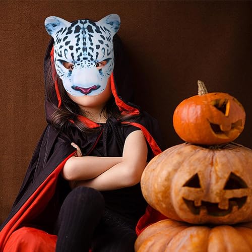 Miniatura 5 de Máscara de leopardo para Halloween, disfraz de zoológico, animal, EVA, media cara, leopardo, nieve, Pascua, carnaval, fiesta, mascarada, suministros