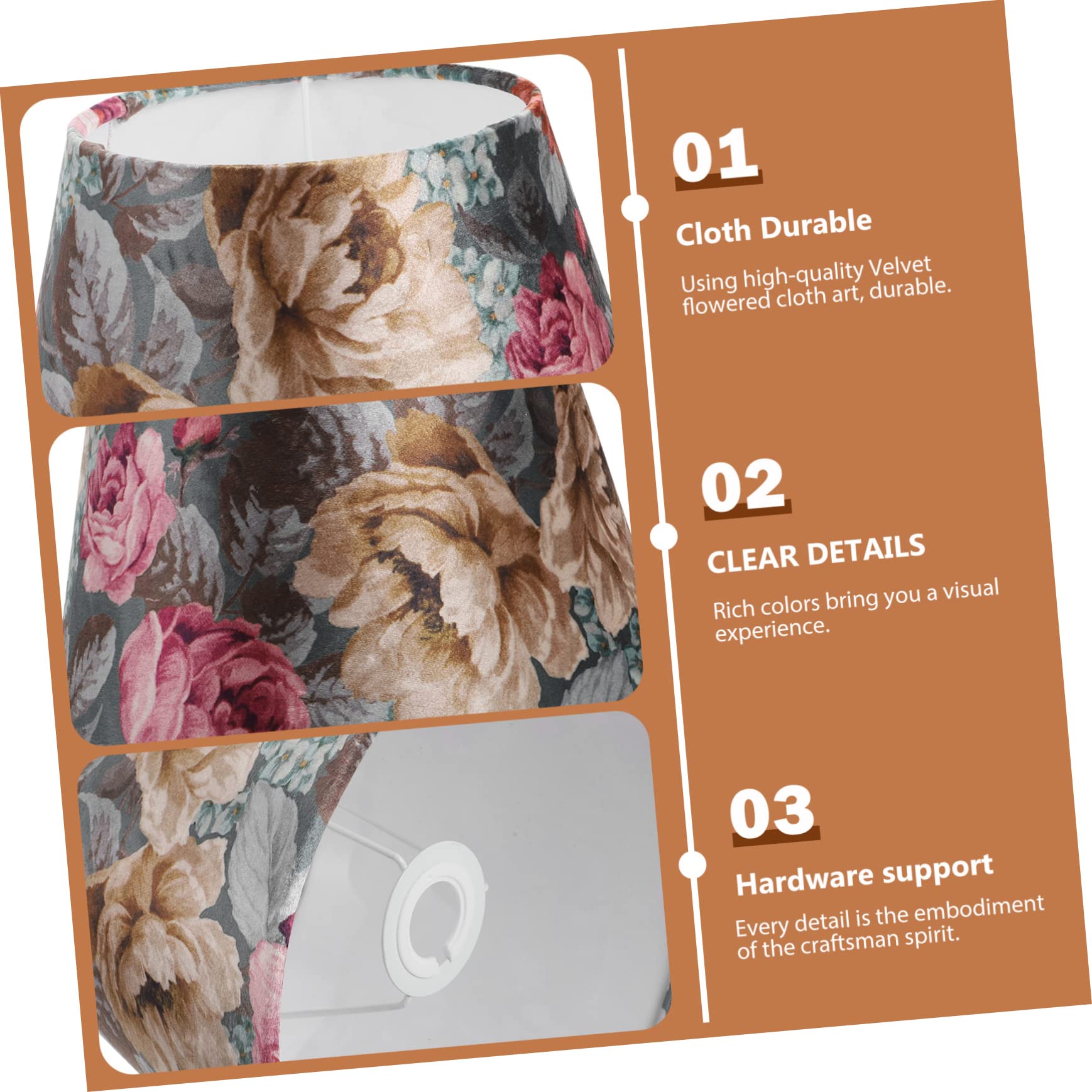 Abat-jour en Tissu Fleuri pour Lampe E27, Chambre et Salon