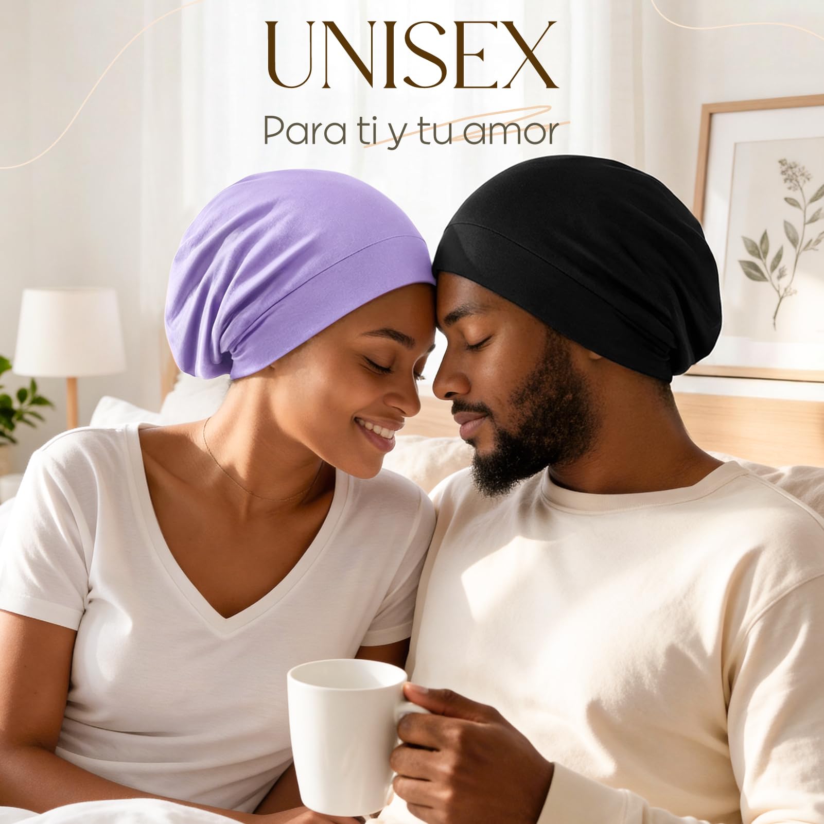 Gorro de Dormir de Bambú Ajustable Antifrizz para Hombre y Mujer, Slouchy Beanie Suave y Transpirable