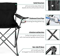 Vista 3 de HaSteeL Silla de Camping, Silla Plegable Extra Grande para Adultos, Silla de Campamento Plegable con Portavasos, Portátil para Pesca al Aire Libre