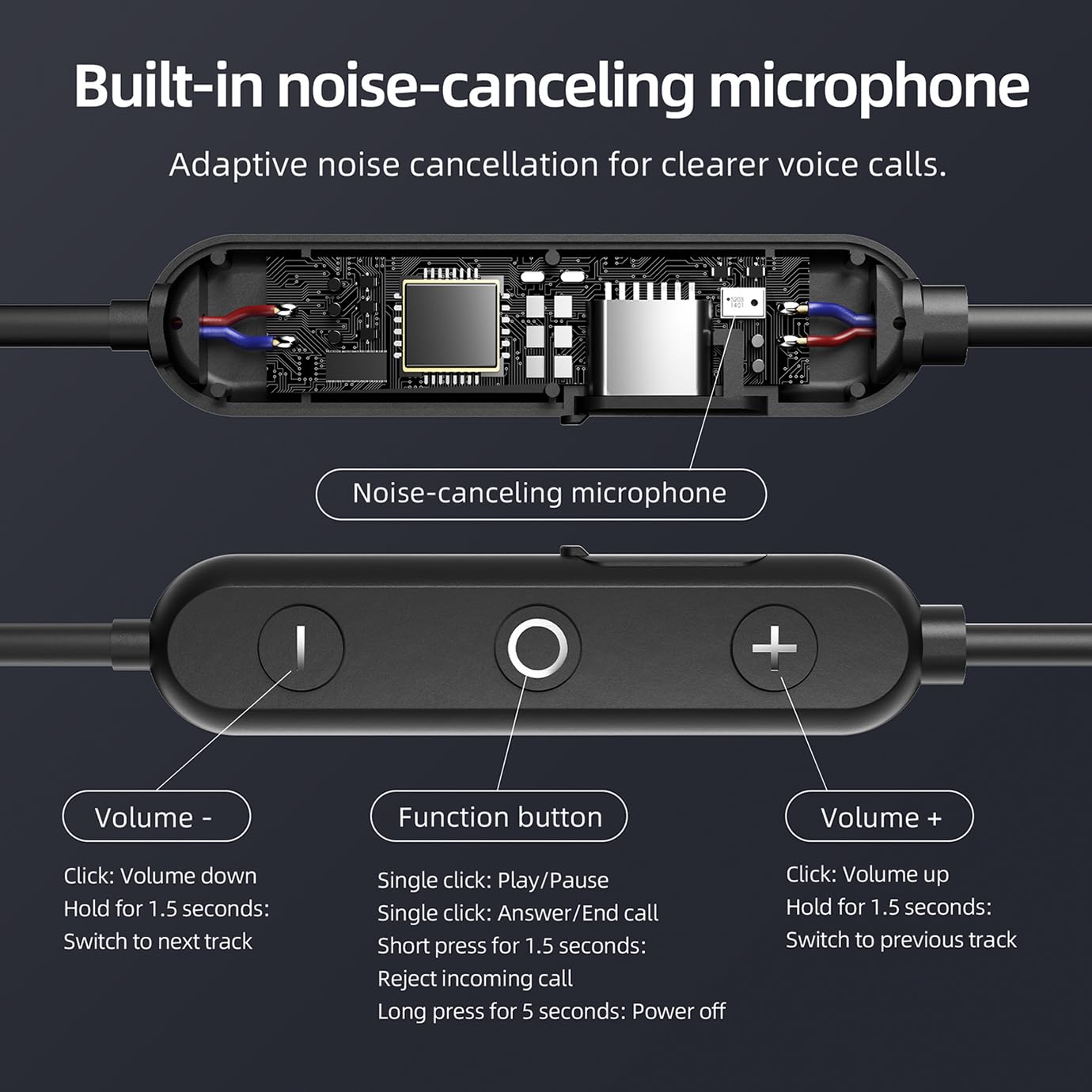 Auriculares con banda para el cuello, graves profundos con micrófono de cancelación de ruido, auriculares inalámbricos, banda magnética para el cuello, auriculares Bluetooth, aislamiento de ruido