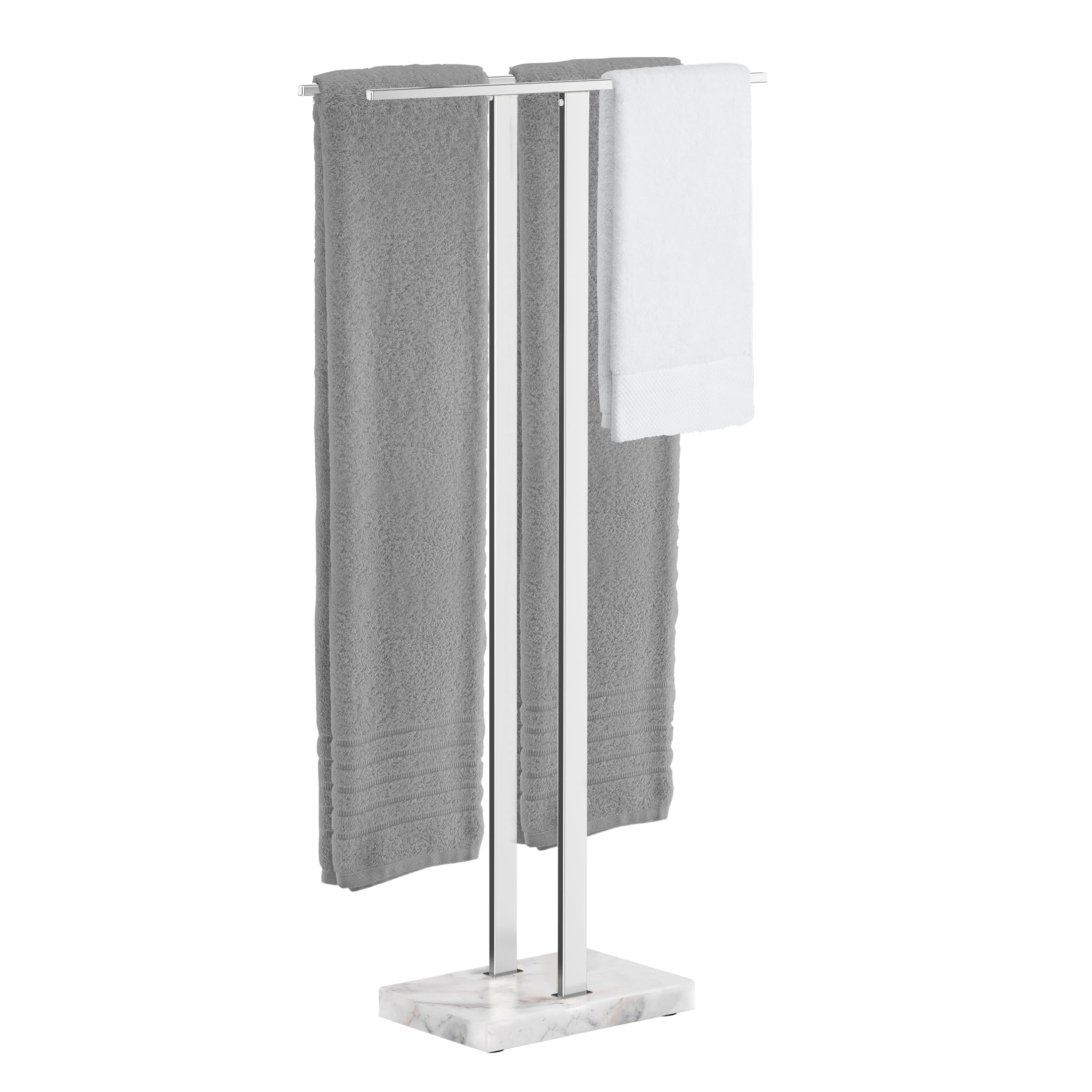 KES Standing Towel Rack with Marble Base, 37" H (Equal Height) Free Standing Towel Racks for Bathroom Floor, Fits Large Bath Towel, 18/8 Stainless Steel Polished Finish, BTH229