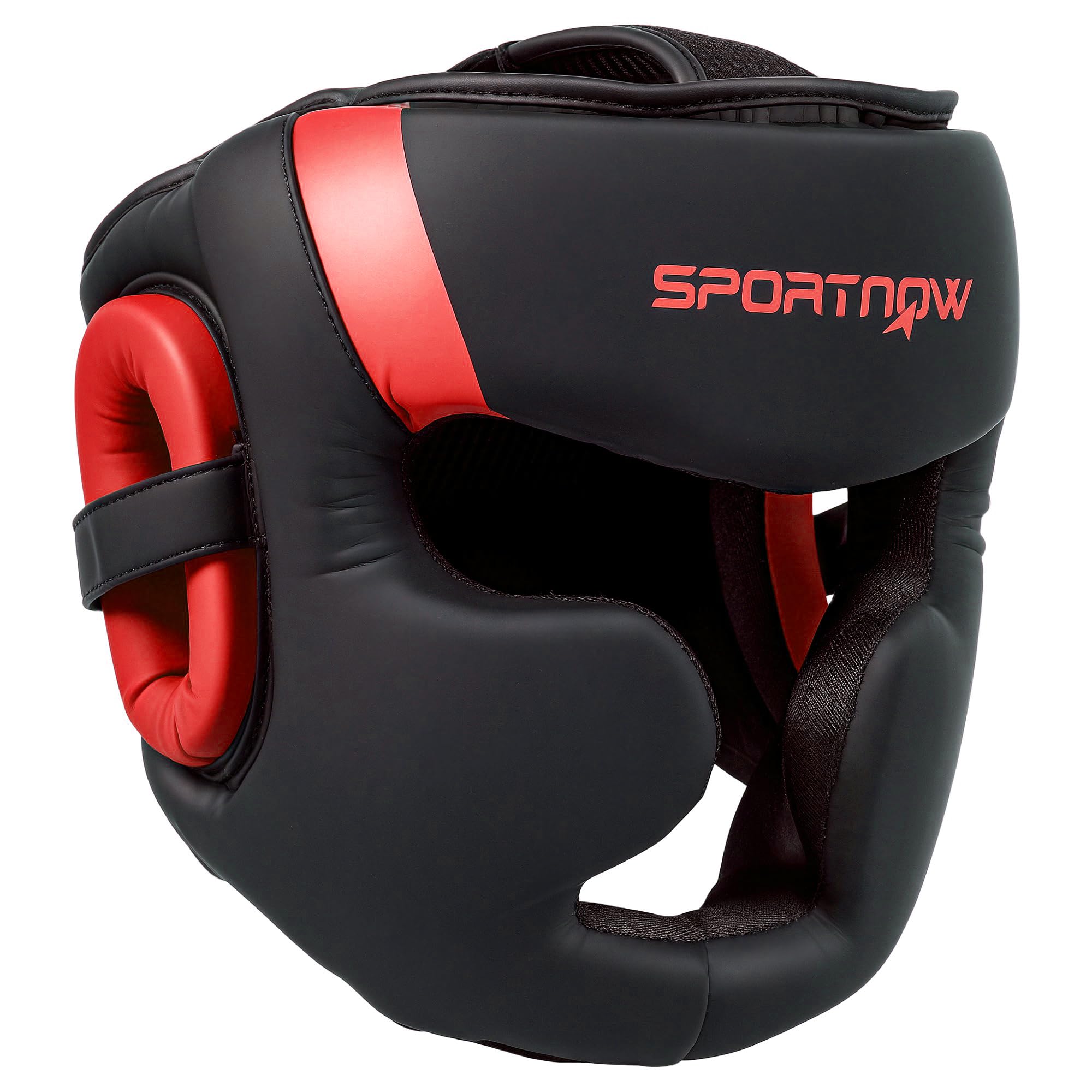 SPORTNOW Protezione testa e casco boxe, cinghia regolabile, Rosso/Nero