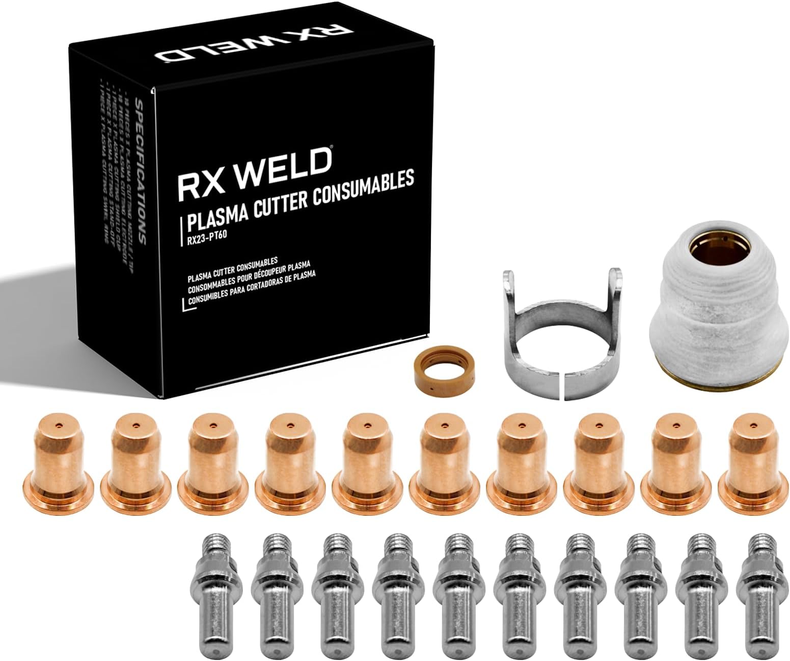 - RX WELD 23pcs Plasma Cutting Torch IPT-60 PT-60 IPT-40 PT40 Tip 0.039'' 1.0mm Electrode Shield Cap Stand Off