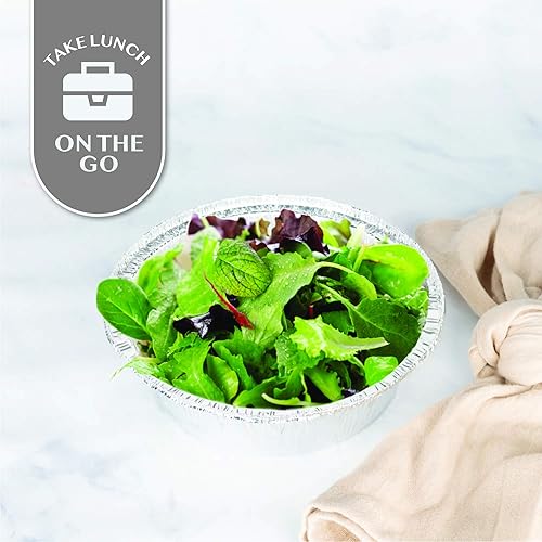 Vista 4 de PLASTICPRO 6'' Inch Round Tin Foil Cake Pans Disposable Aluminum, Freezer & Oven Safe - For Baking, Cooking, Storage, Roasting, & Reheating, Pack of