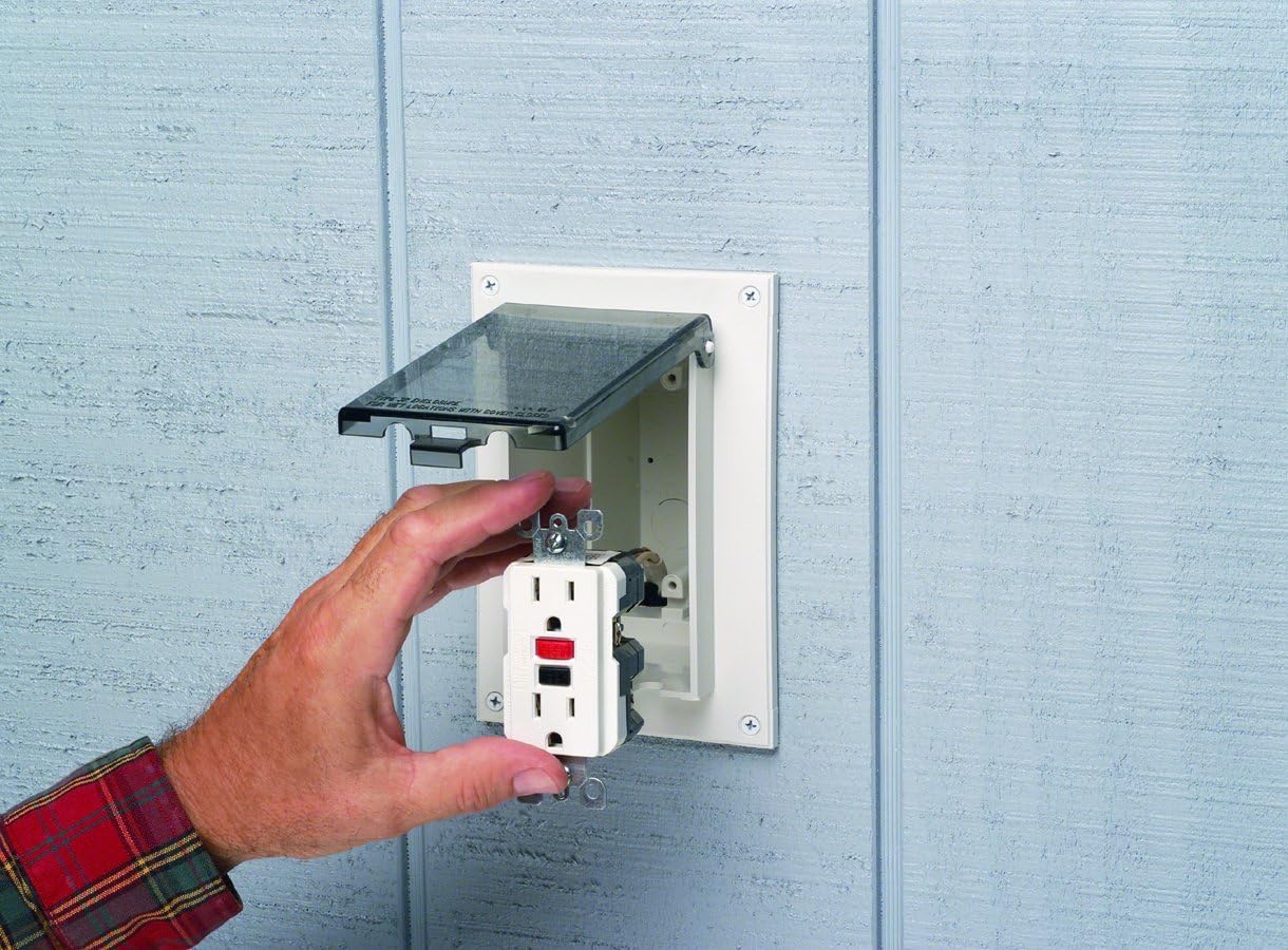 Arlington DBVR1C-1 Low Profile IN BOX Electrical Box with Weatherproof Cover for Flat Surface Retrofit Construction, 1-Gang, Vertical, Clear