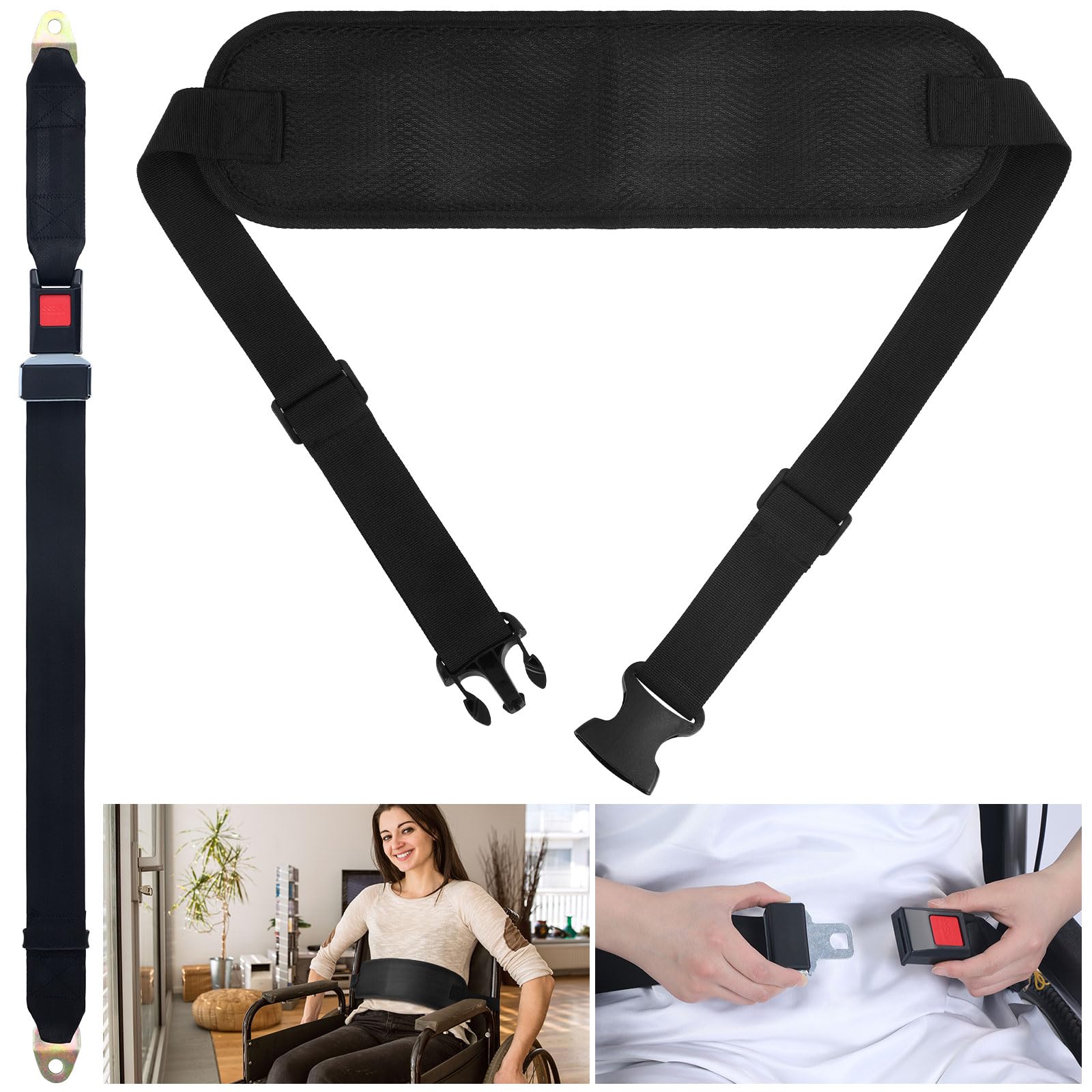 Photo 1 of Saysurey 53 Inches Wheelchair Seat Belt for Adults Elderly Adjustable Medical Wheelchair Safety Harness Seat Belt Patient Restraints Straps Anti Fall Constrained Bands Utilized on Chair