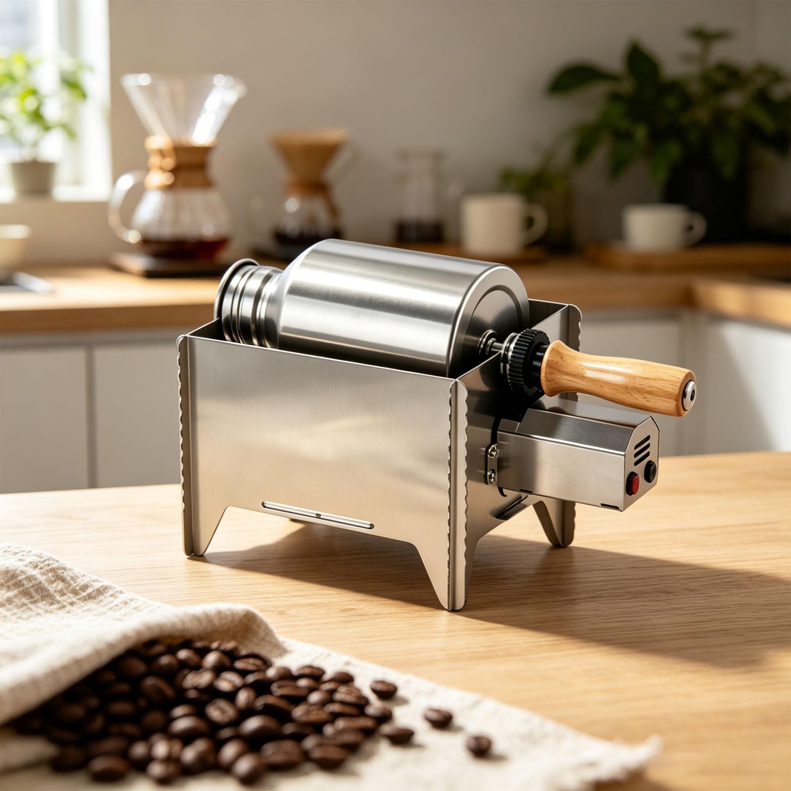 PioMue Mini Electric Coffee Bean Roaster StainlessSteel