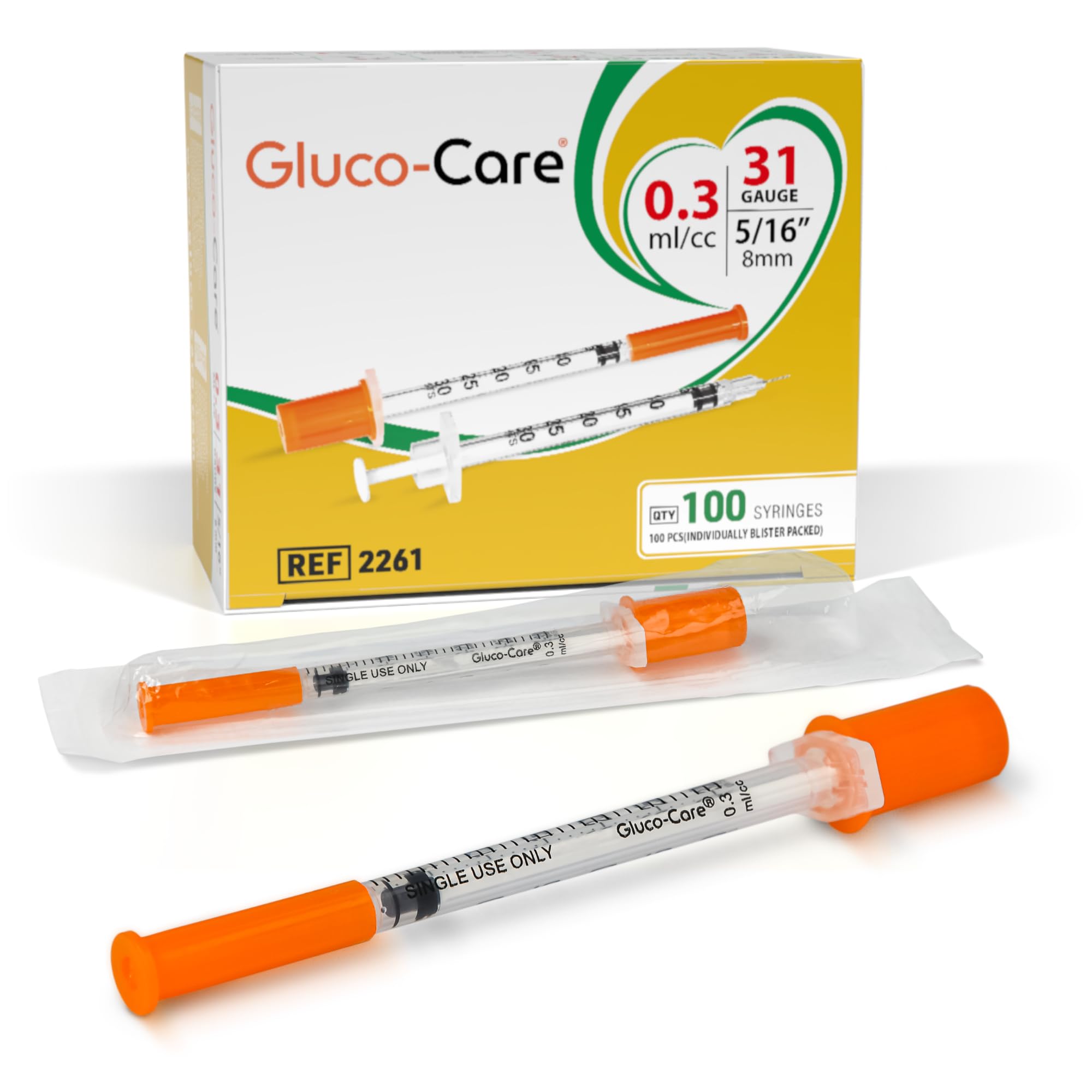 GLUCO-CARE 1ml /cc Syringes 31G x 5/16’’ (8mm), Orange Cap, Box of 50 pcs — Amazon image 18