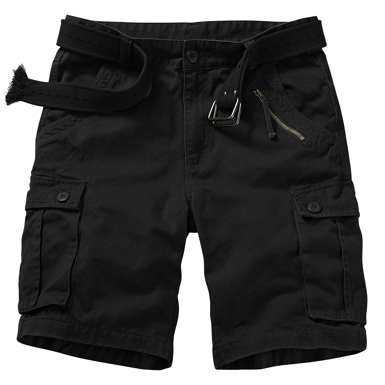 Raroauf Womens Cotton Casual Multi-Pockets Relaxe-Fit Twill Bermuda Cargo Shorts