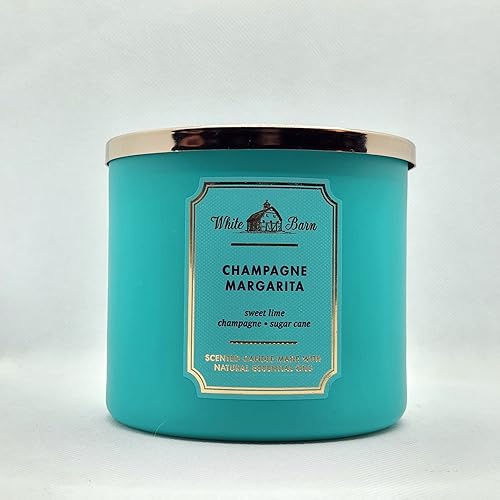 Bath & Body Works, White Barn - Vela de 3 mechas con aceites esenciales, 14.5 onzas, nuevos aromas centrales (Champagne Margarita)