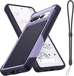 Capa para Google Pixel 7 Pro com cordão e protetor de tela HD, proteção de grau militar à prova de choque/poeira / à prova de quedas, capa protetora de grau militar, roxa