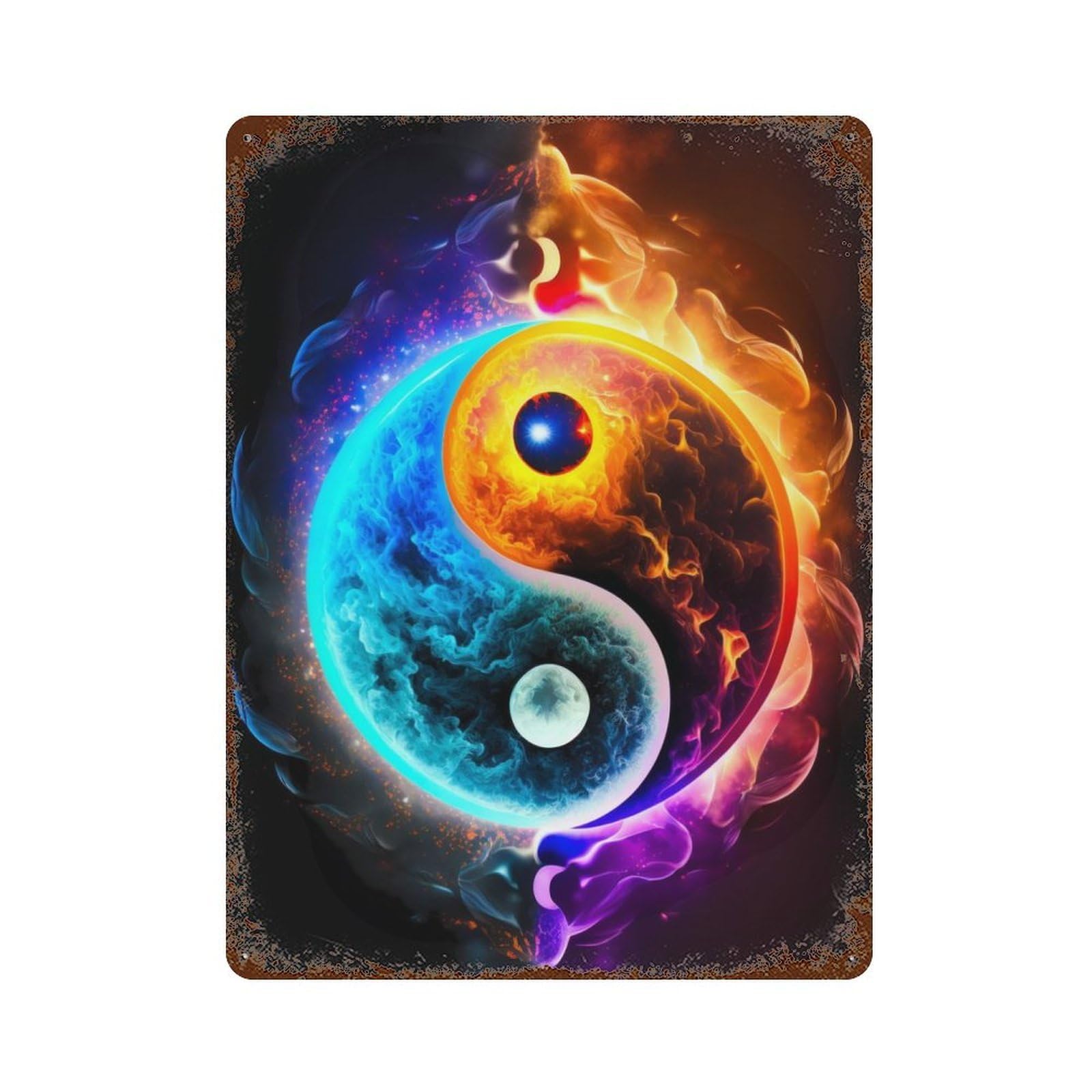 Yin And Yang Balance Retro Metal Sign 15.7"x11.8", Vintage Wall Decor for Garage, Pub Or Kitchen