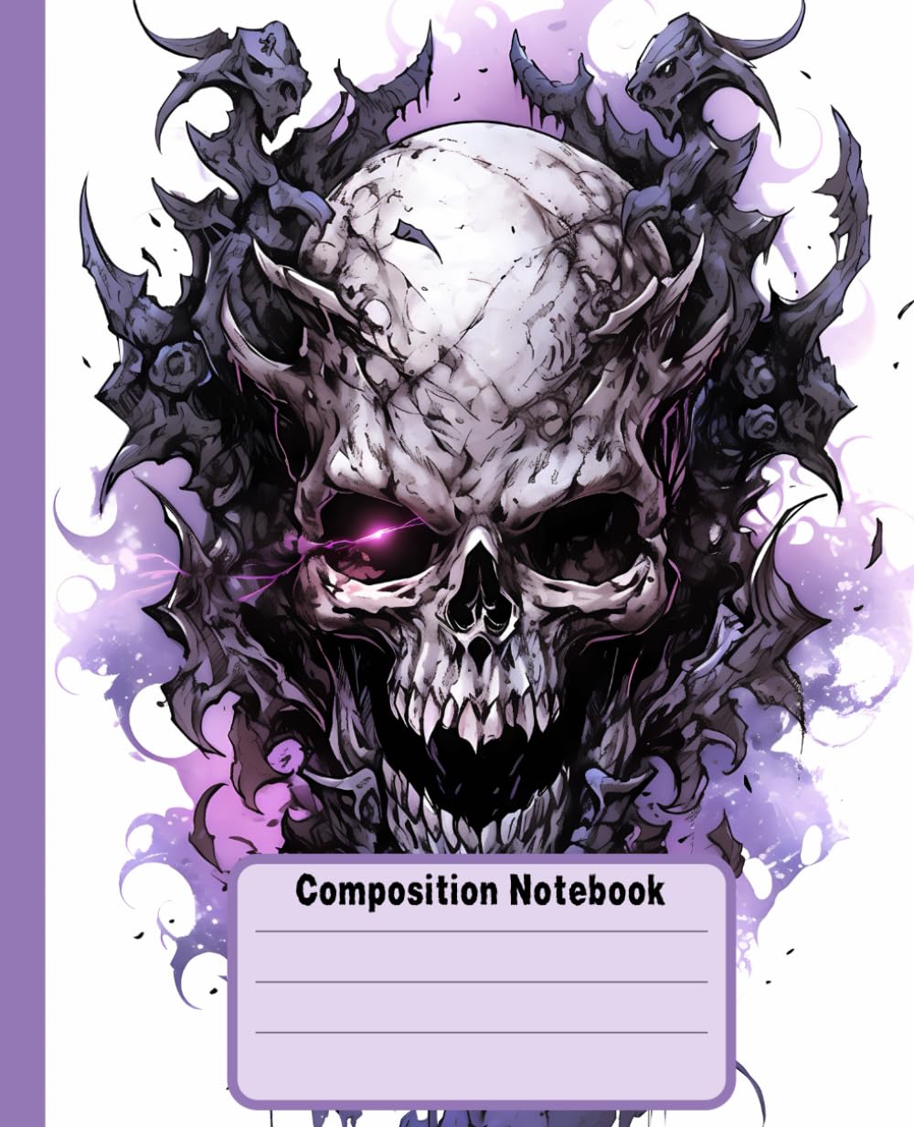 120 Page Gothic Skull Composition Notebook - Horrific Purple Skull Design - Ideal for School, College, and Work: Wide ruled Lined 7.5" x 9.25", 120 ... office workers, and spooky season lovers