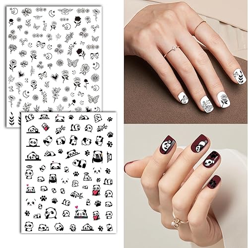 Miniatura 2 de Calcomanías de arte de uñas para mujeres y niñas, 18 hojas de calcomanías acrílicas con pinzas, diseño de corazón, girasol, fruta, panda, labios,