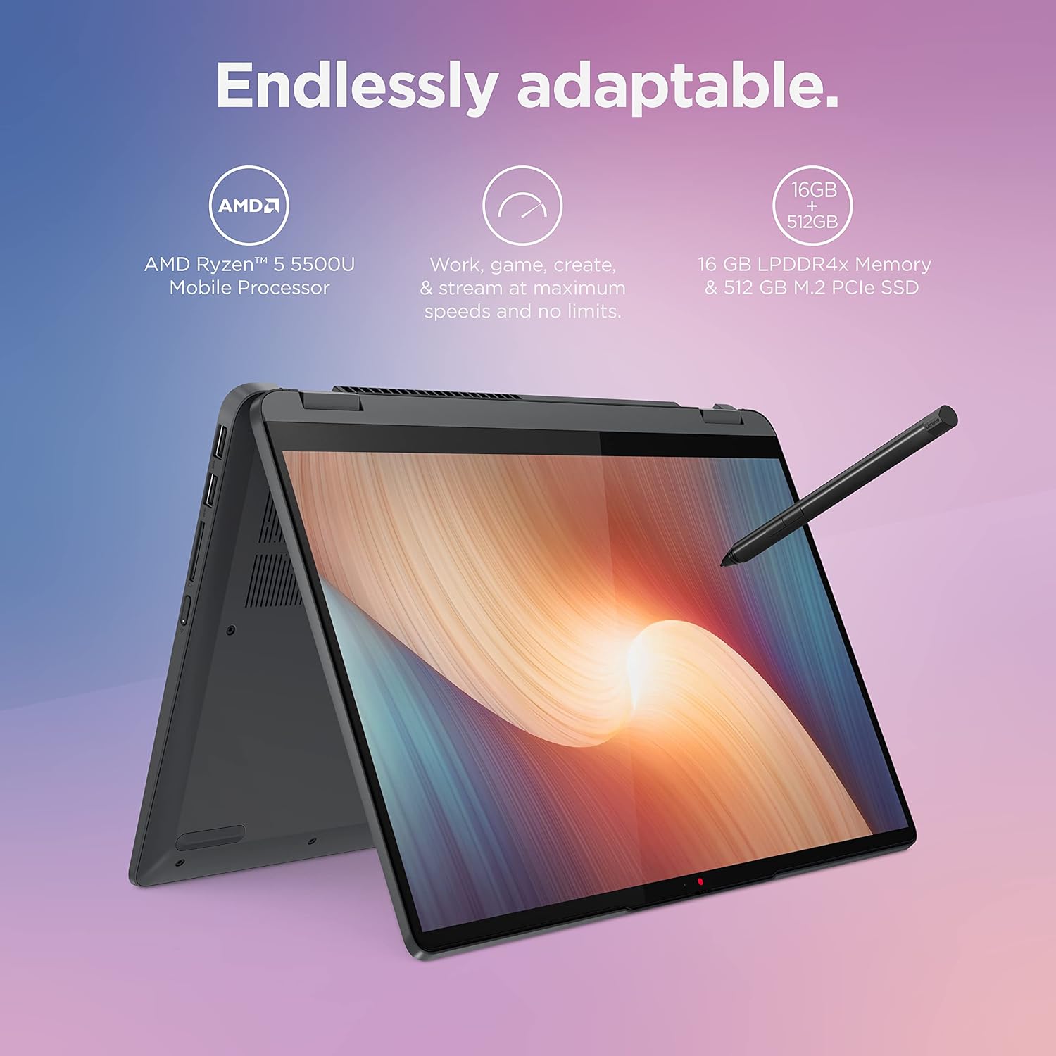 Buy Lenovo Flex 5 Laptop, 14.0 FHD Touch Display, AMD Ryzen 5 5500U