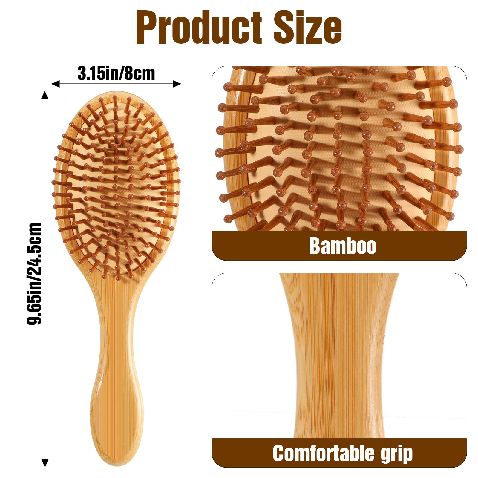 10-Piece Bamboo Hair Brush Set with Ball-Tipped Bristles