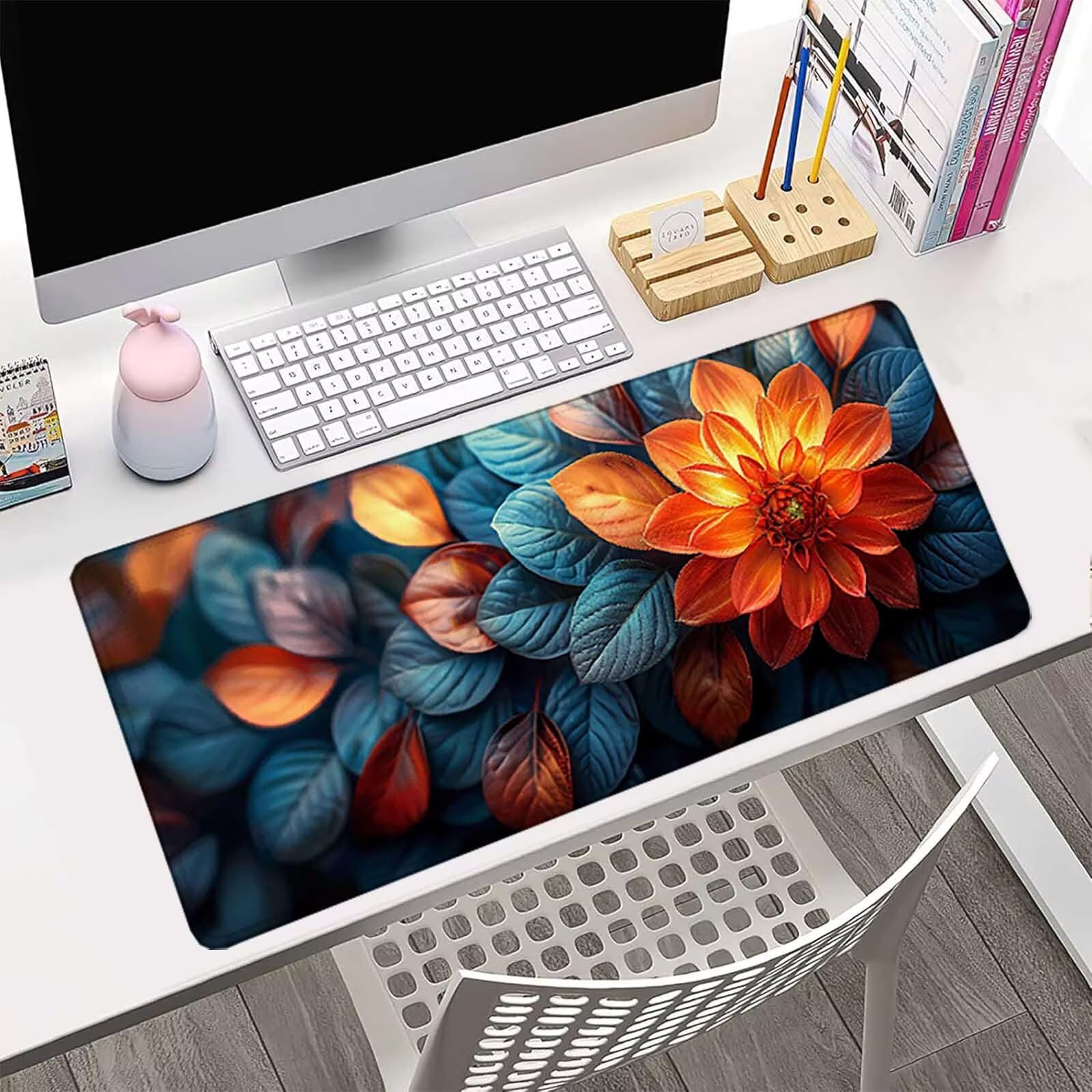 Podkładka pod mysz XXL 1500 x 800 mm, wodoodporna podkładka pod mysz Żółta mysz Jesienne liście Wzór Akcesoria do gier Krawędzie zszyte gumowe dno Antypoślizgowa powierzchnia do biura/domu -jw6F1