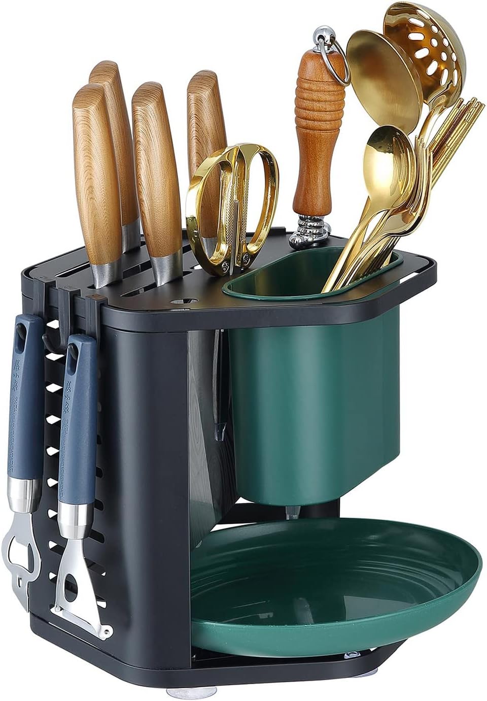 Multifunctional Rotating Kitchen Supplies Shelf Utensil Rack Knife Spoon Cutlery Holder Suitable for Restaurants