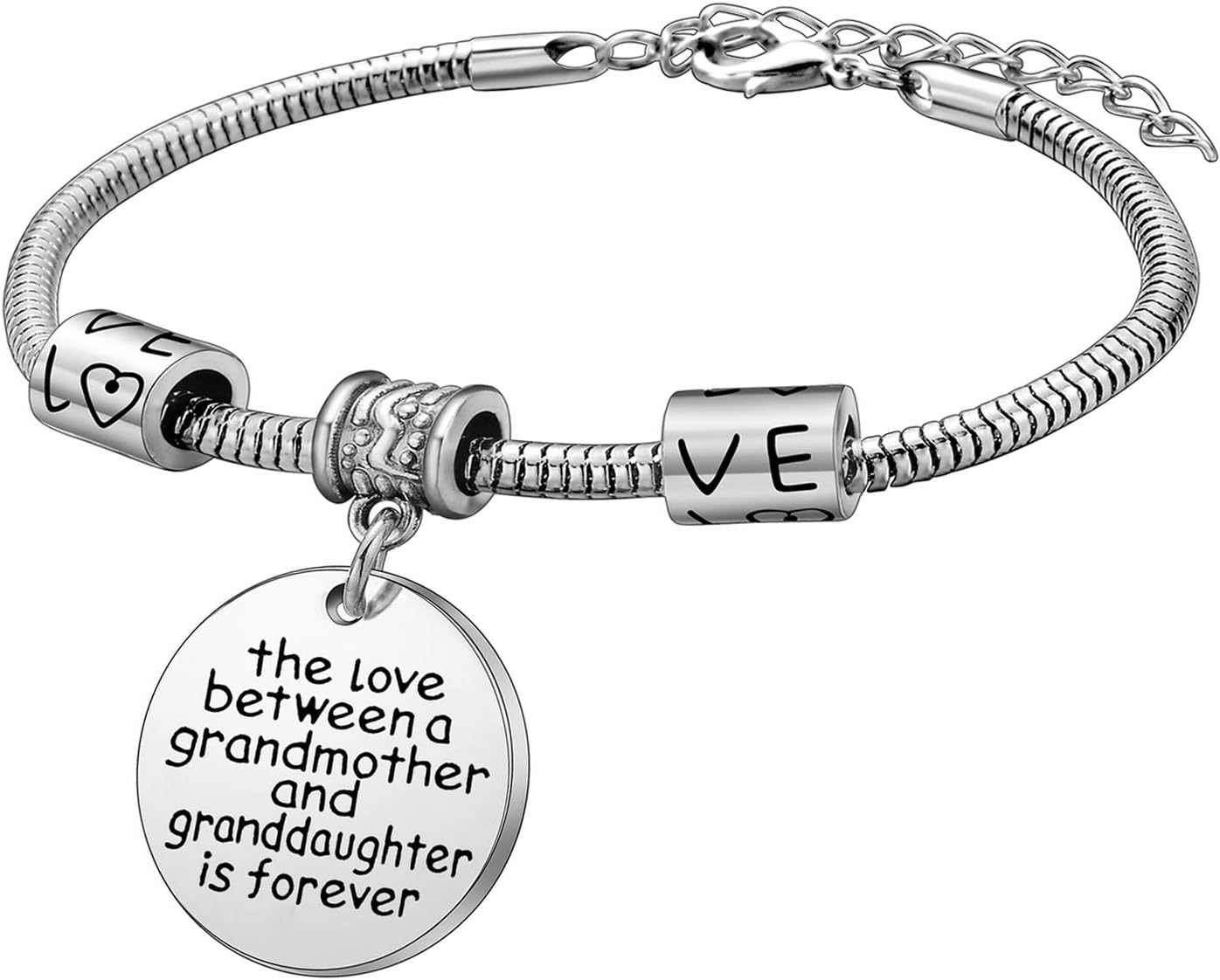 YEEQIN Grandmother Gift Grandma Bracelet Granddaughter Gift Bracelet Love between a Grandmother and Granddaughter is Forever - Image 5