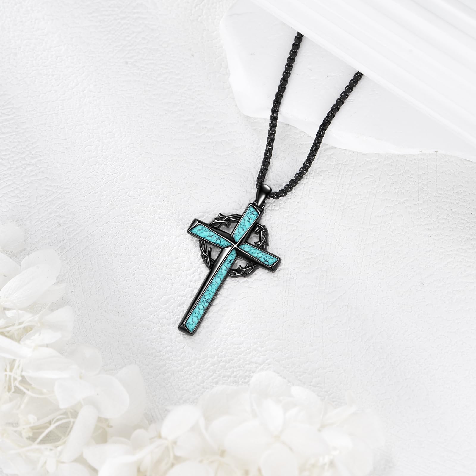 JERWLI Kreuz Halskette 925 Sterling Silber Kreuz Krone/Keltisches/Berg/Flügeln/Fischhaken/Tempelritter Kreuz Schmuck für Männer Frauen Damen Mutter Liebe Christian Geschenke