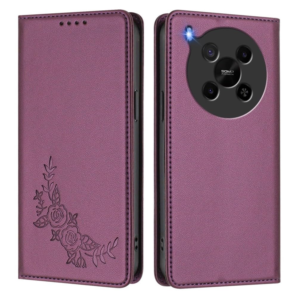 Étui ZTE Blade A35 A55 anti-choc portefeuille fleurs violet - 8