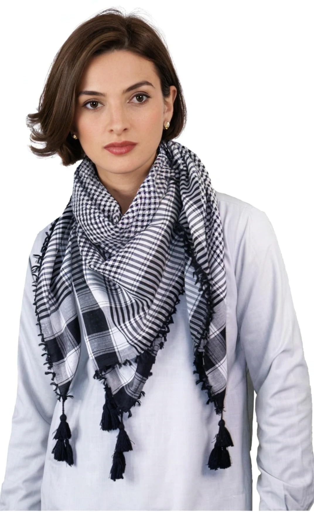 Saba Fashion Black Checkered shemagh Scarf for Men, Men Patka Keffiyah Scarf