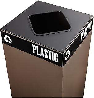 Safco 2989BL Public Square Recycling Receptacle Lid, Square Cutout for Plastic and Waste (Base Sold Separately), Black