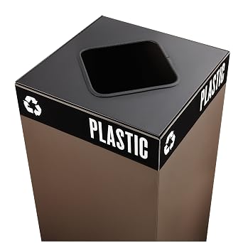 Safco 2989BL Public Square Recycling Receptacle Lid, Square Cutout for Plastic and Waste Base Sold Separately, Black