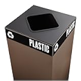 Safco 2989BL Public Square Recycling Receptacle Lid, Square Cutout for Plastic and Waste (Base Sold Separately), Black