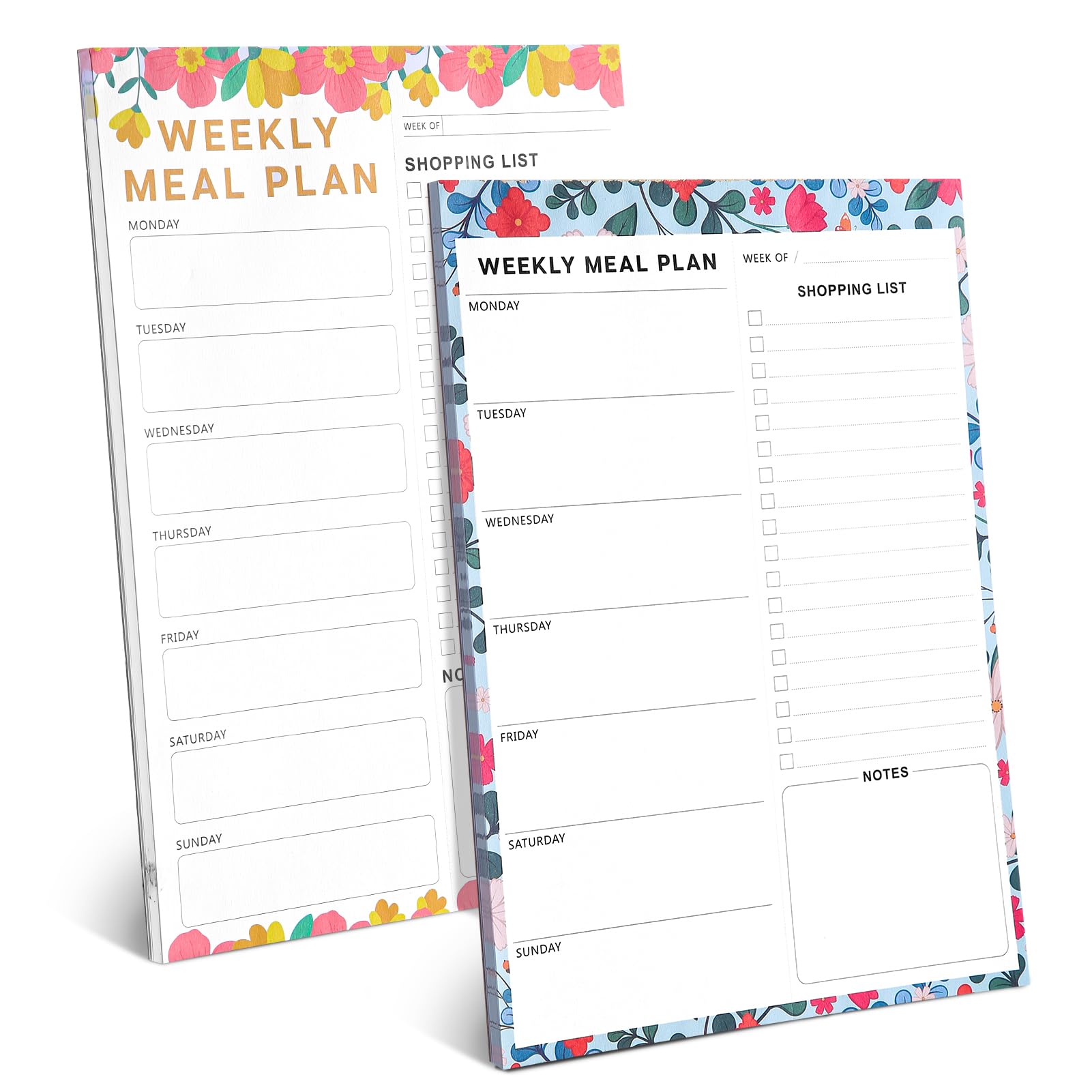 saerryor 2PCS Meal Planner and Shopping List 60 Sheets Weekly Meal Planner and Magnetic Shopping List Pad for Fridge Desk Food Planning and Convenient Shopping 7" x 10"