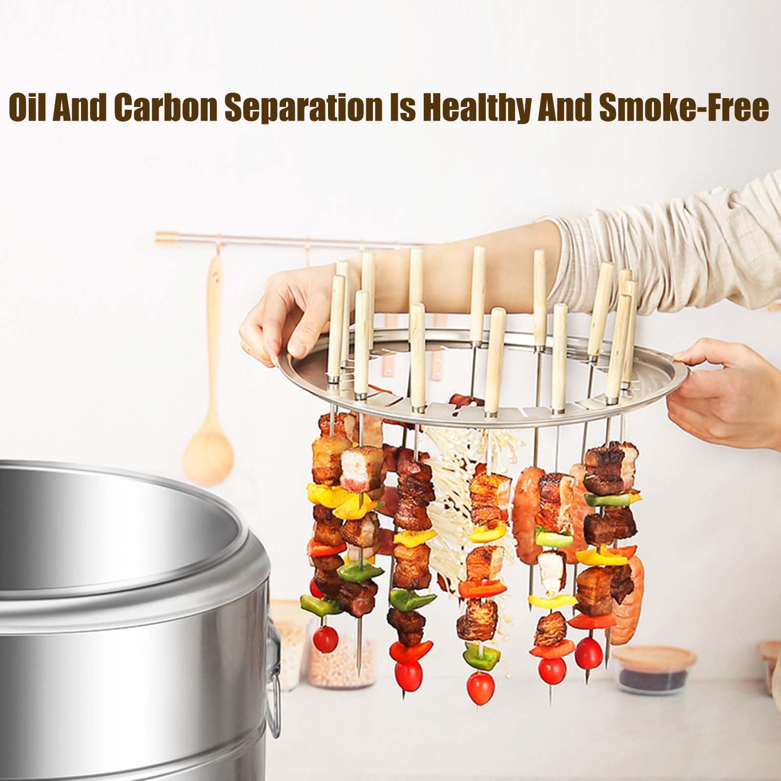 Griglia a carbonella senza fumo con affumicatore verticale per barbecue, in acciaio inox, per interni ed esterni