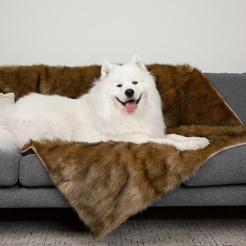 Miniatura 6 de Teton Pet Co. Manta impermeable para mascotas, protector realista de felpa de piel sintética para muebles, sofás, automóvil, cama, colchón, protege