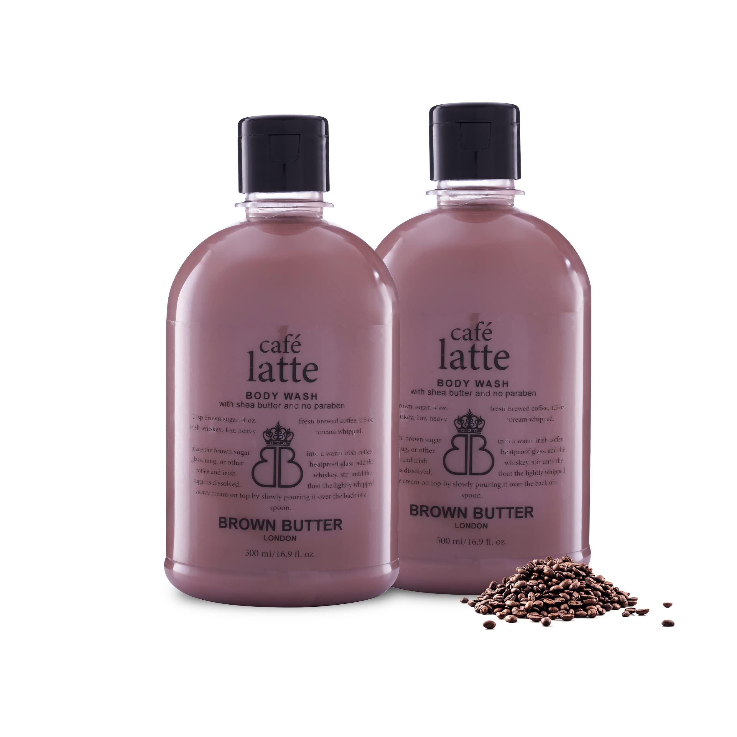 BROWN BUTTER- Cafe Latte Body Wash With Shea Butter And Free Paraben - 500ml (Pack of 2)