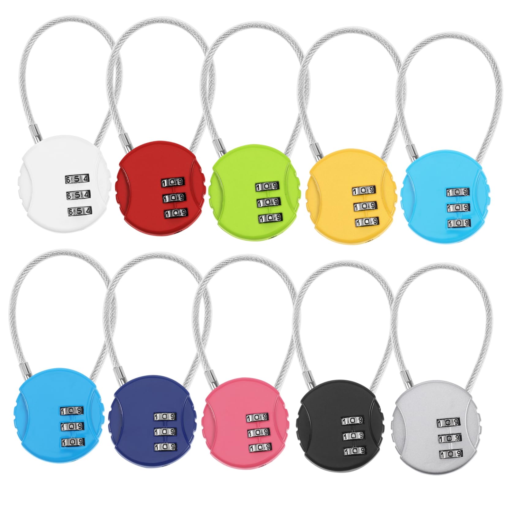 NUOBESTY 5 set Lucchetto Con Corda In Acciaio Numero Lucchetto Da Viaggio Per Valigie Per Valigie Con Codice Per ie Per 10 pezzi * 5