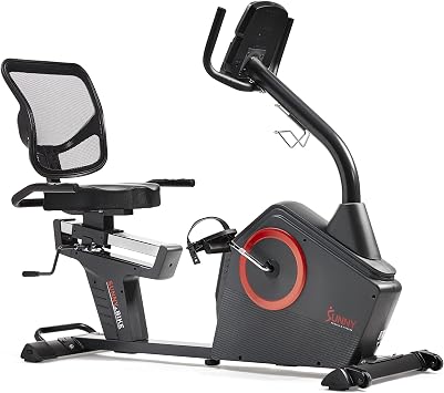 Sunny Health & Fitness Smart Recumbent Bike for Indoor Low Impact Cardio