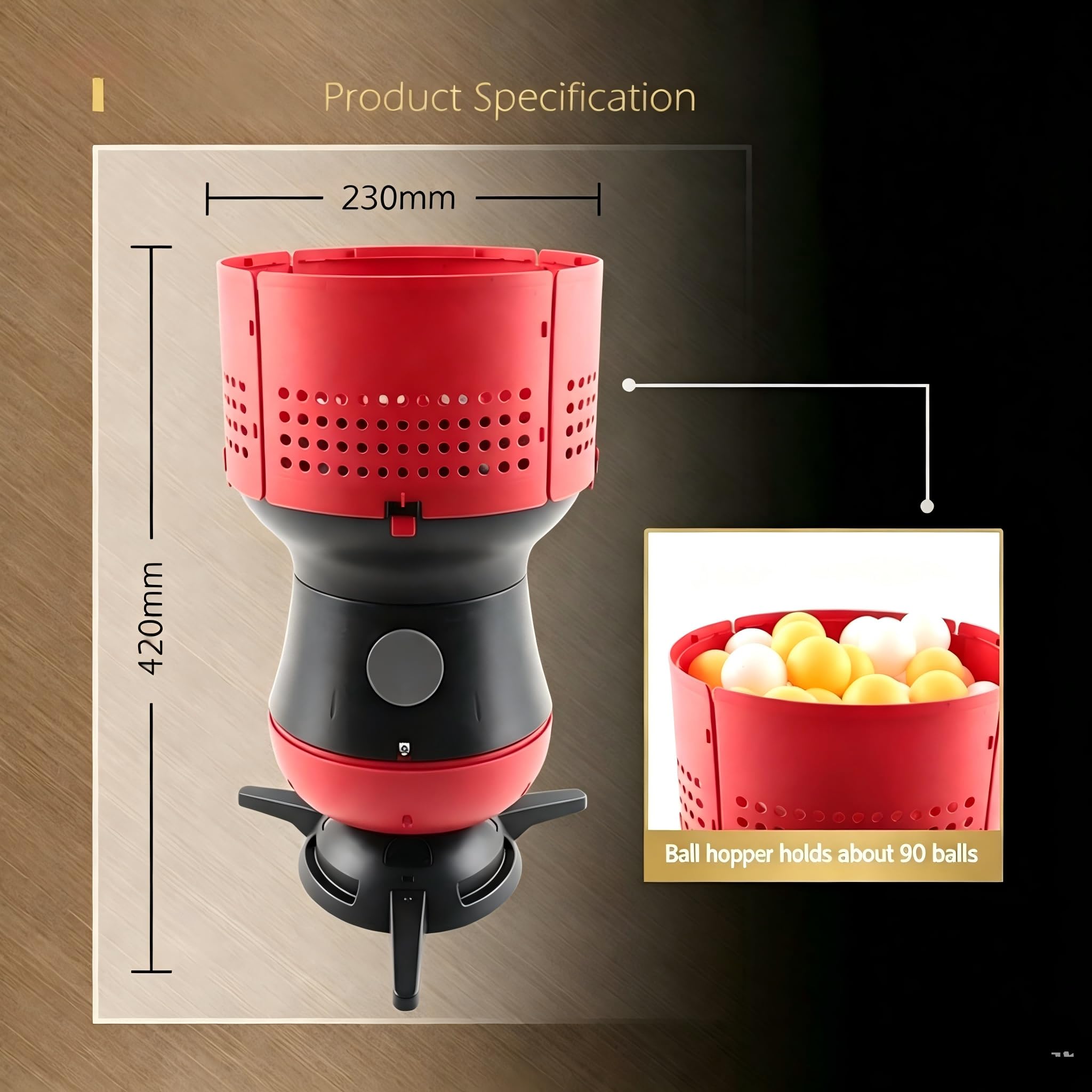 Macchina per servire Palline da Ping Pong da Allenamento Automatico Multifunzionale | Robot da ping pong regolabile e telecomandato a fuoco rapido con alimentatore rimovibile da 90 palline, per esercitarsi