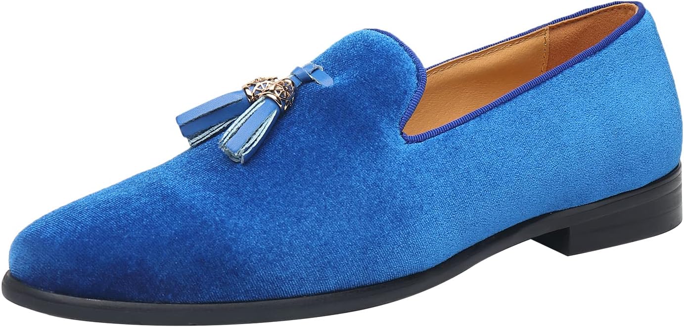 ELANROMAN Men's Loafers Tassels Penny Slip-On Luxury Wedding Shoes