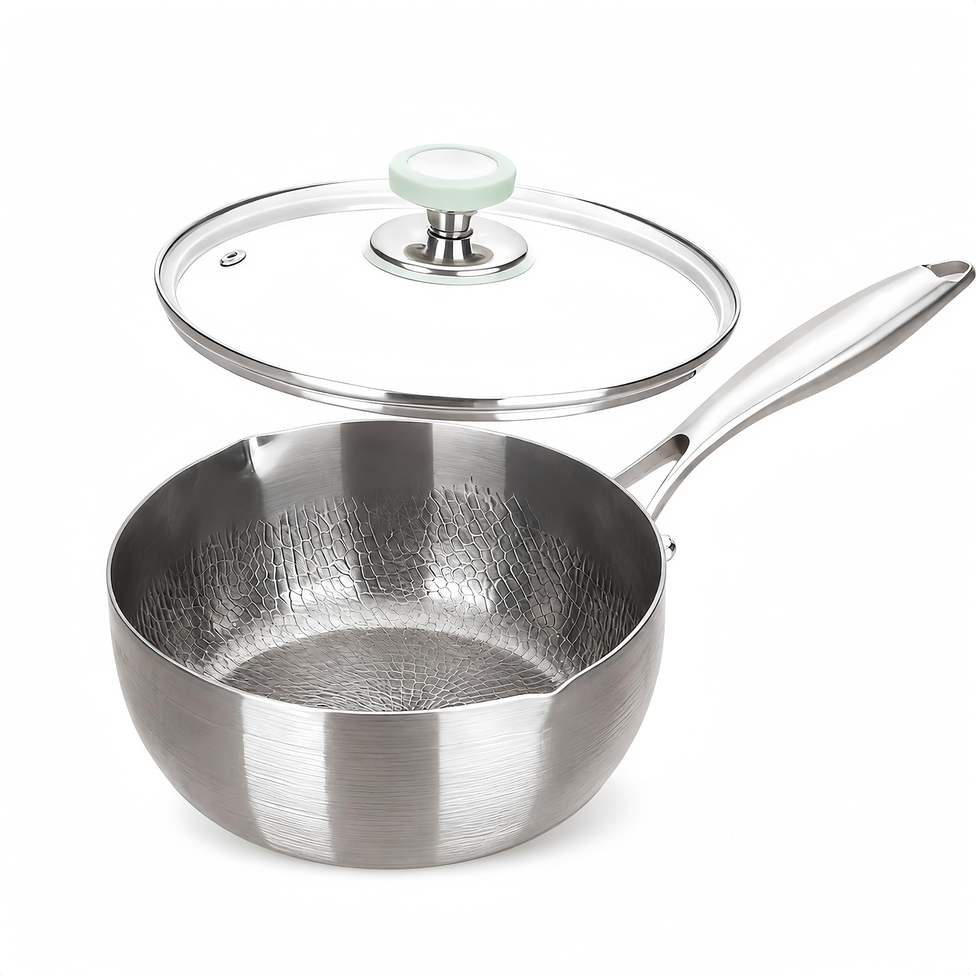Titanium Saucepan with Lid, No Coating Non-Stick Titanium Pot（3 QT)
