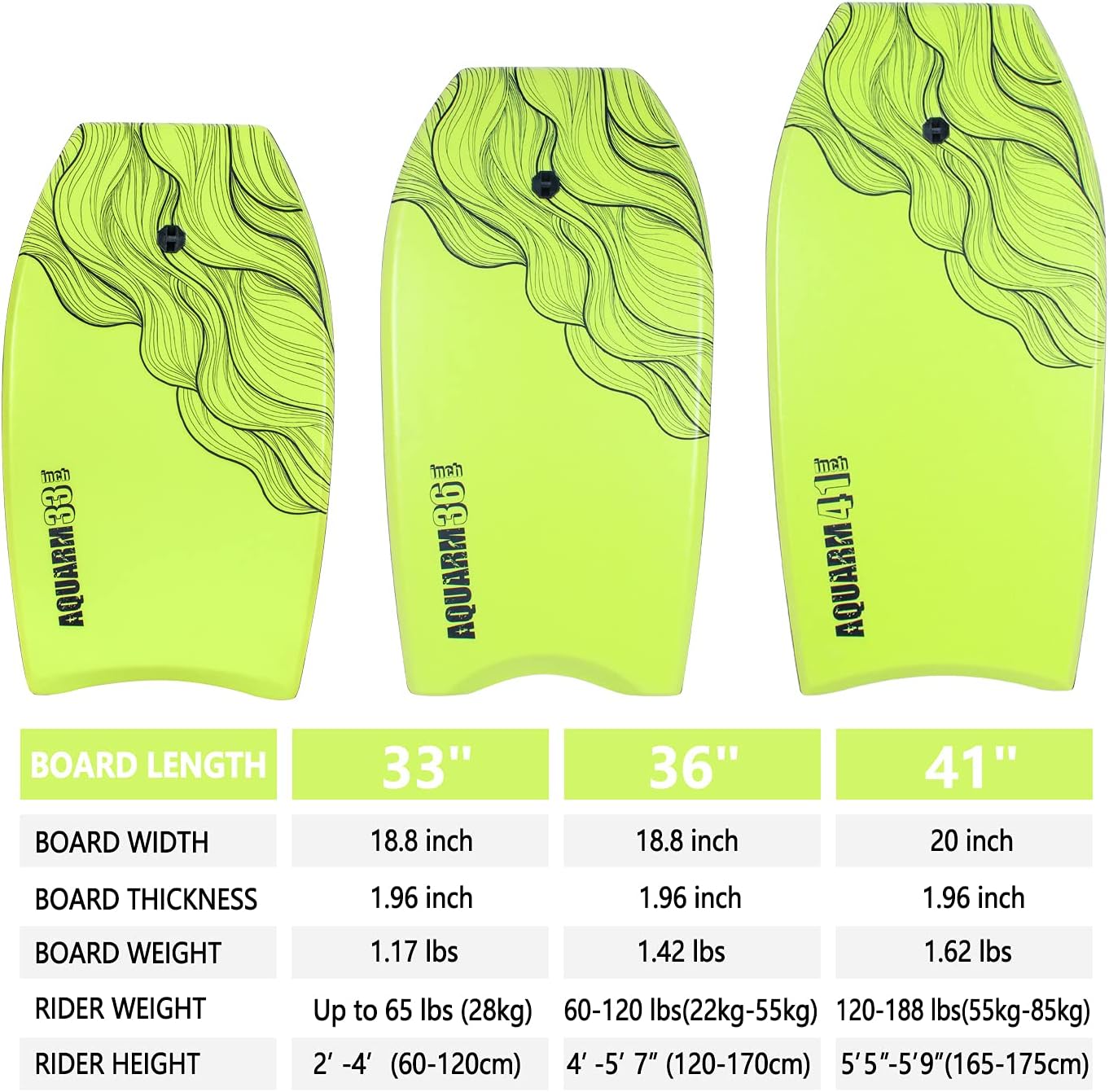 XPE Bodyboard 33-inch/36-inch/41-inch Bodyboarding with Premium Wrist Leash and Fin Tethers, Super Lightweight & Slick Bottom Perfect Surfing for Kids Teens and Adults